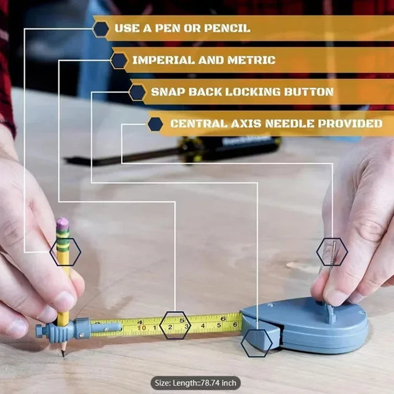 2M Beam Compass with Tape Measure & 10 Pencil Leads