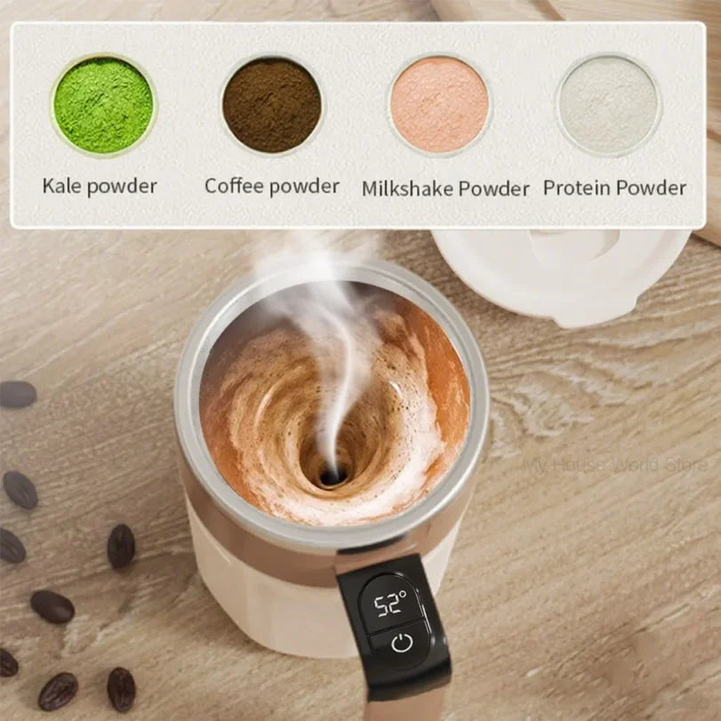 Self-Stirring Coffee Mug 400ml | Temperature Display & USB Charging