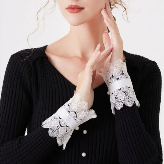 Women's Detachable Lace Arm Sleeves – Floral Embroidery Cuffs Lace Arm Sleeves Oasis Select