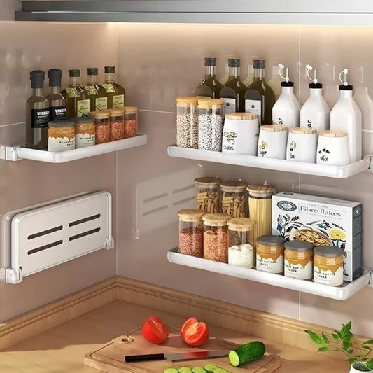 Foldable Kitchen Storage Rack & Fridge Organizer | Aluminum Kitchen Storage Rack Peaceful Pleasures Health and Wellness