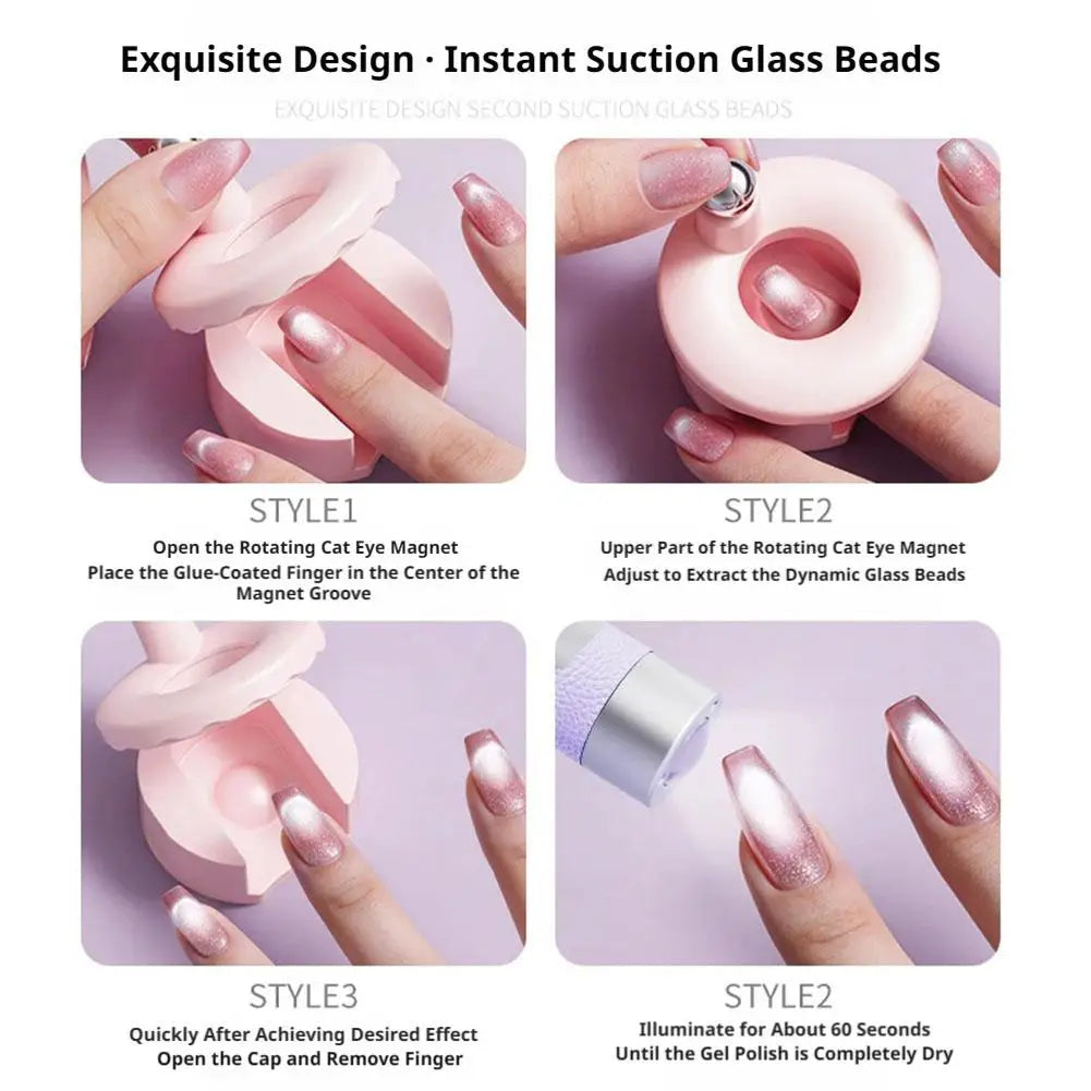 Rotating cat eye nail magnet, multi-faceted precision magnetic tool, suitable for glass bead light-chasing effect, beginner nail Peaceful Pleasures Health and Wellness