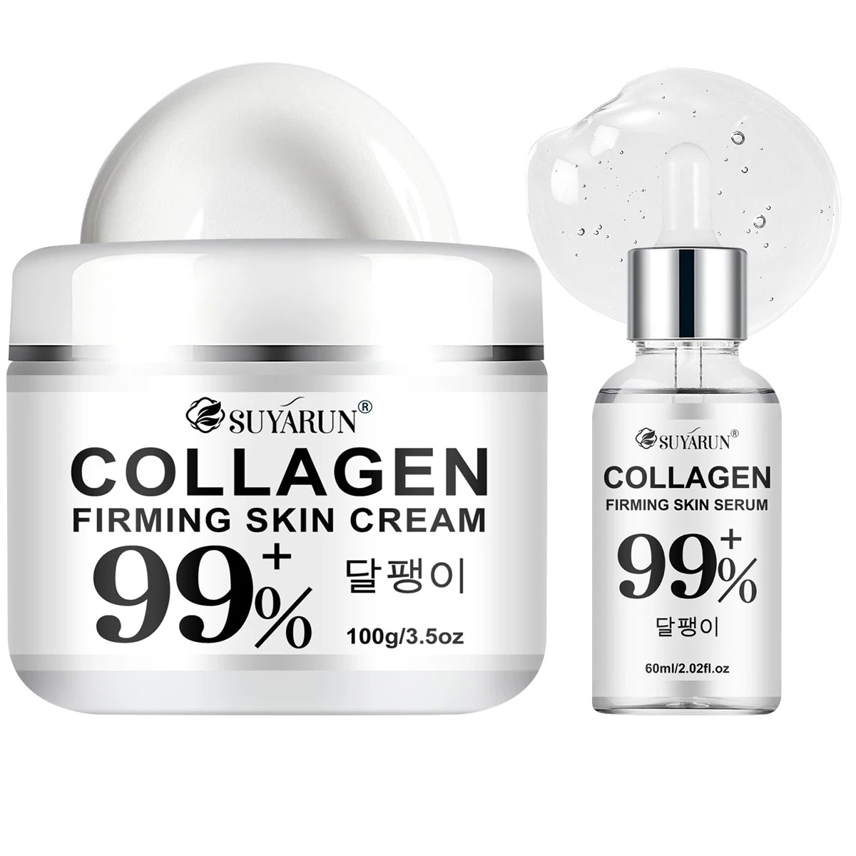 SUYARUN Anti-Aging Collagen Cream & Serum Set - Moisturizing, Wrinkle Reduction, Firming, Brightening - Free Shipping. Peaceful Pleasures Health and Wellness 100g-60ml