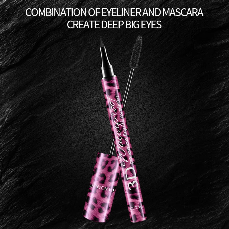 SADOER 2-in-1 Waterproof Eyeliner & Mascara Set | Leopard Print