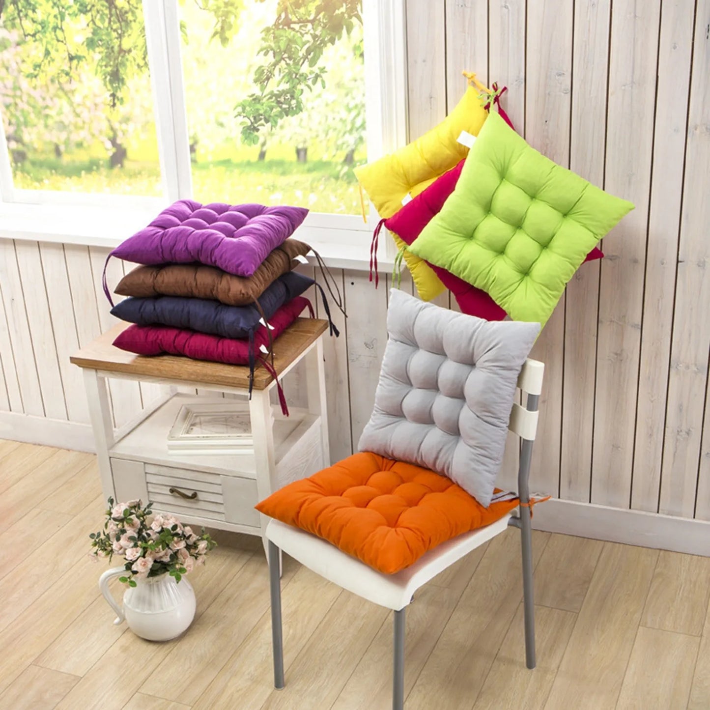 40cm Throw Pillow Chair Fixed Rope Non-Slip Seat Cushion Nap Pillows Home Office Chair Cushion Seat Soft Pad Pillow Sofa Cushion Peaceful Pleasures Health and Wellness