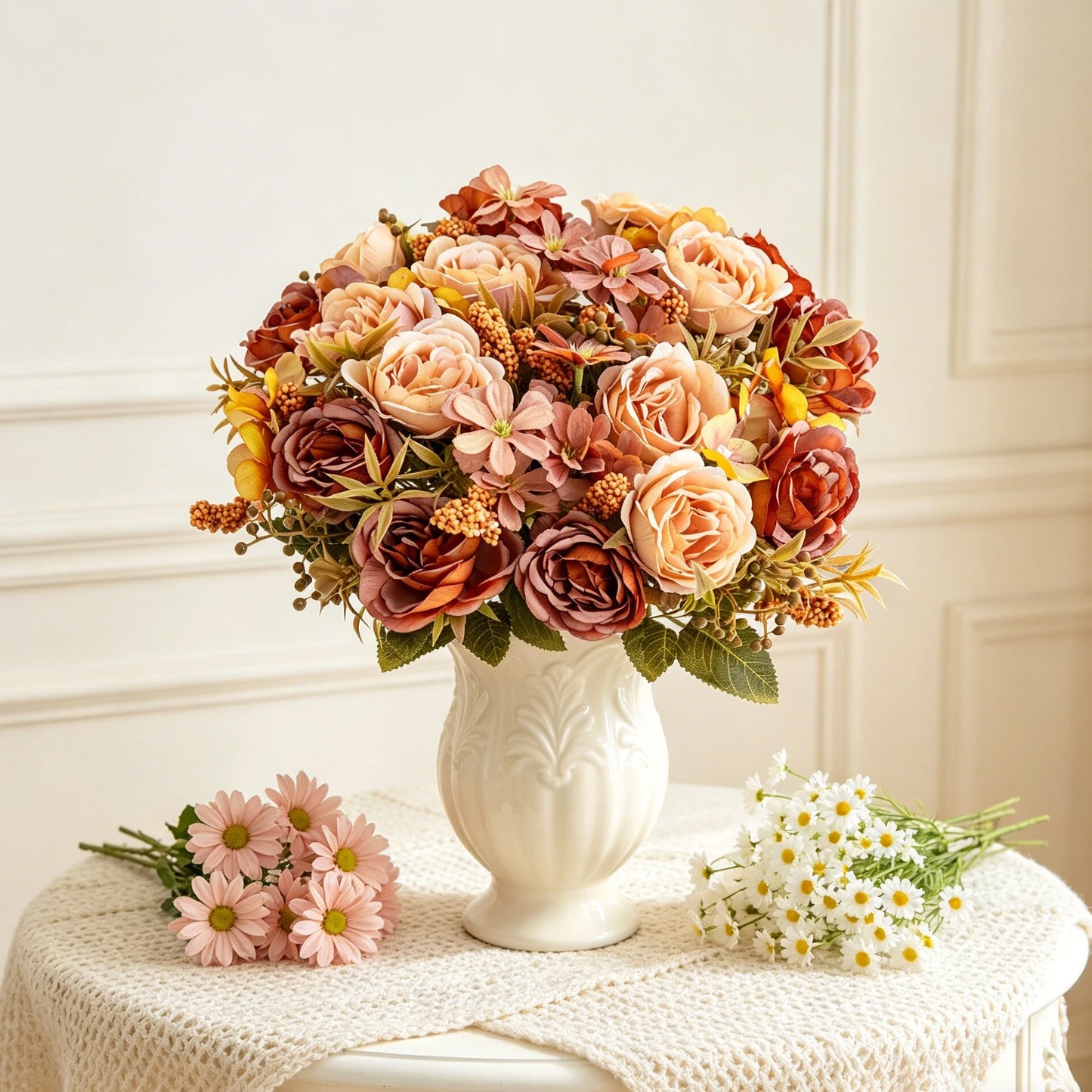 Silk Rose Peony Artificial Bouquet – Wedding & Home Décor