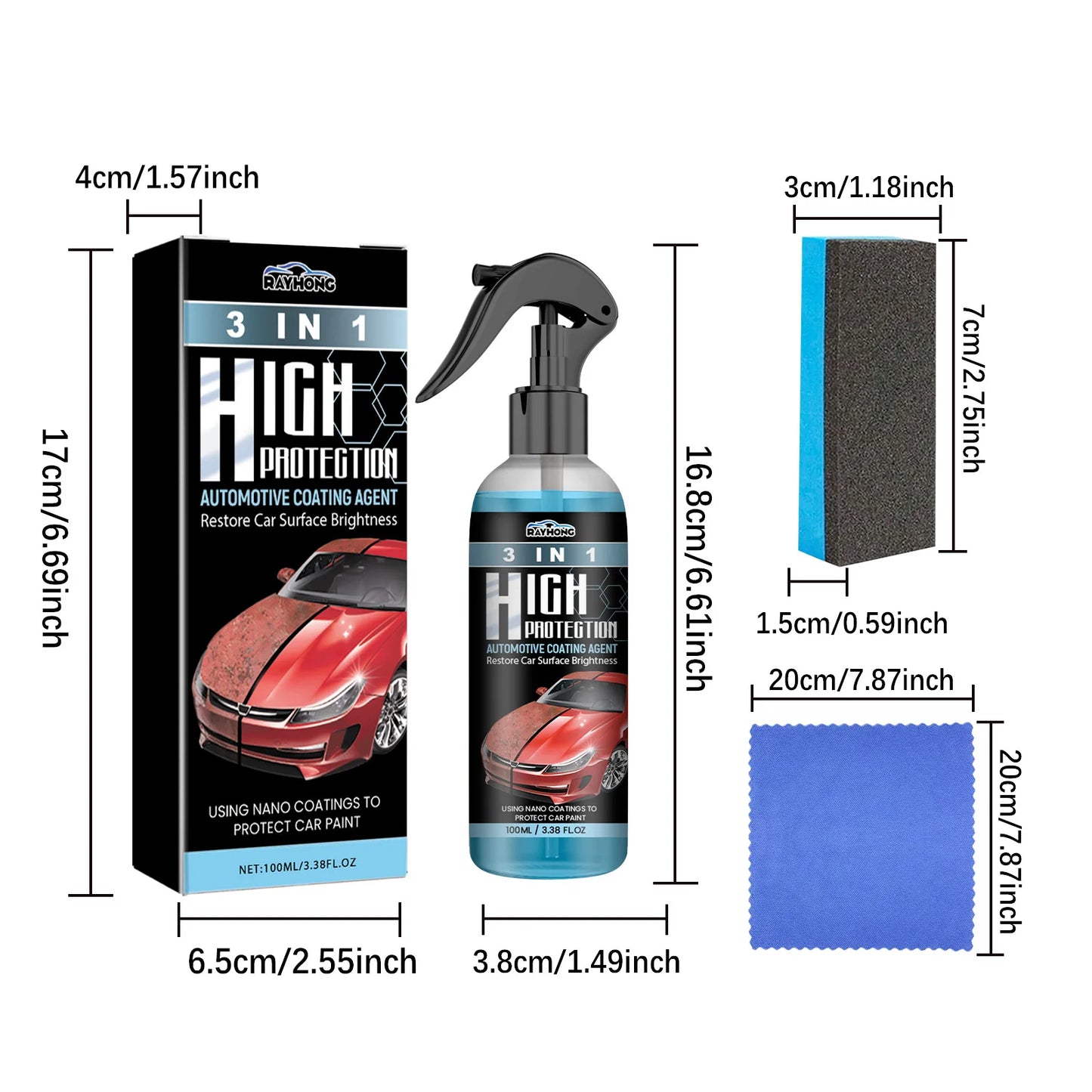 Rayhong 3-in-1 Car Coating Spray | Polish, Protect & Repair