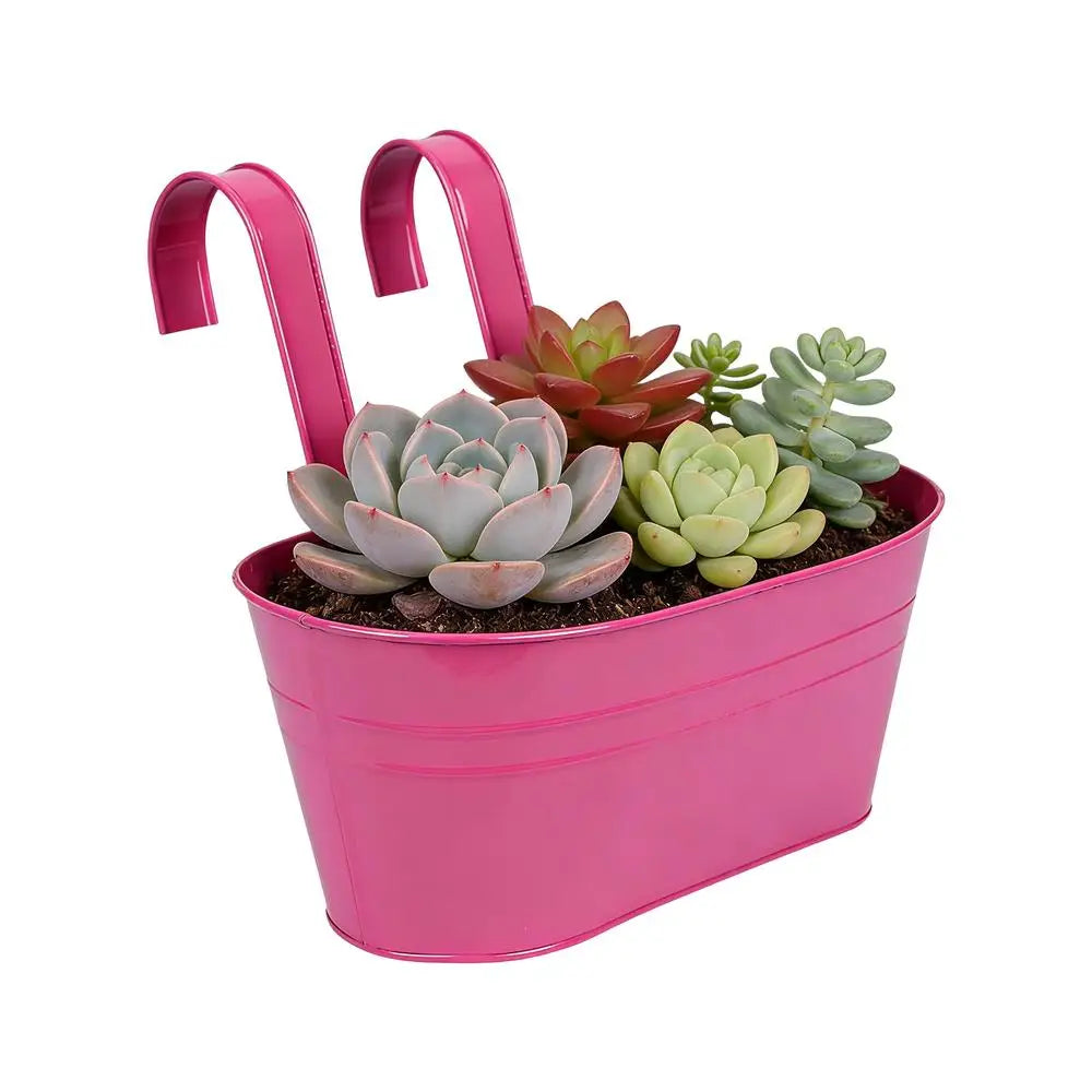 Metal Hanging Flower Pots | Balcony Railing Planter for Fence