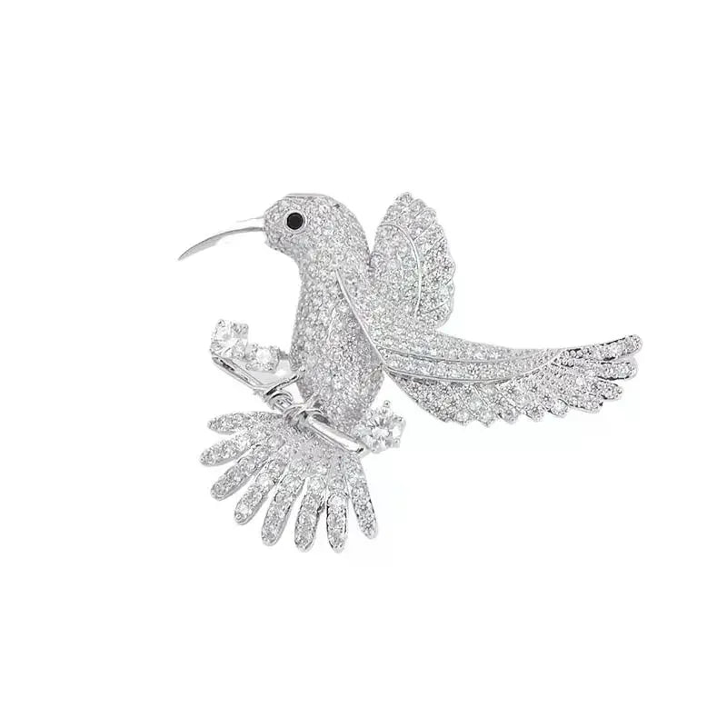 Rhinestone Hummingbird Brooch for Women – Shiny Alloy Pin Fashion Brooch Pin Peaceful Pleasures Health and Wellness