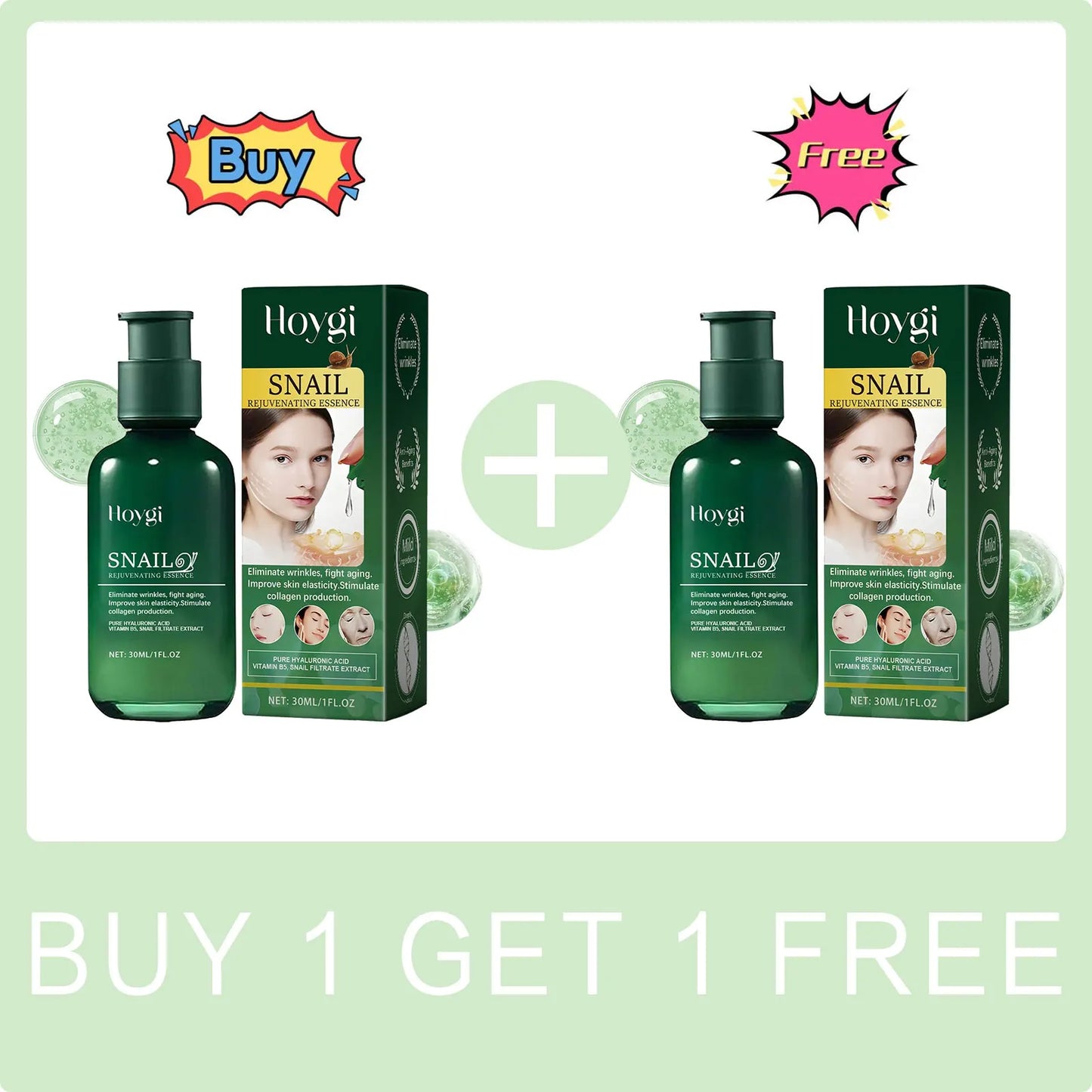 Snail Collagen Serum Moisturizing Shrink Pores Fade Fine Line Repairing Anti-Wrinkle Whitening Vitamin B5 Face Firming Essence Peaceful Pleasures Health and Wellness Buy 1 Get 1 Free