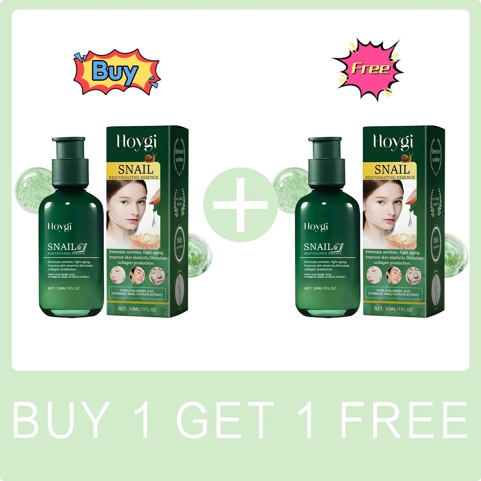 Snail Collagen Serum Moisturizing Shrink Pores Fade Fine Line Repairing Anti-Wrinkle Whitening Vitamin B5 Face Firming Essence Peaceful Pleasures Health and Wellness Buy 1 Get 1 Free