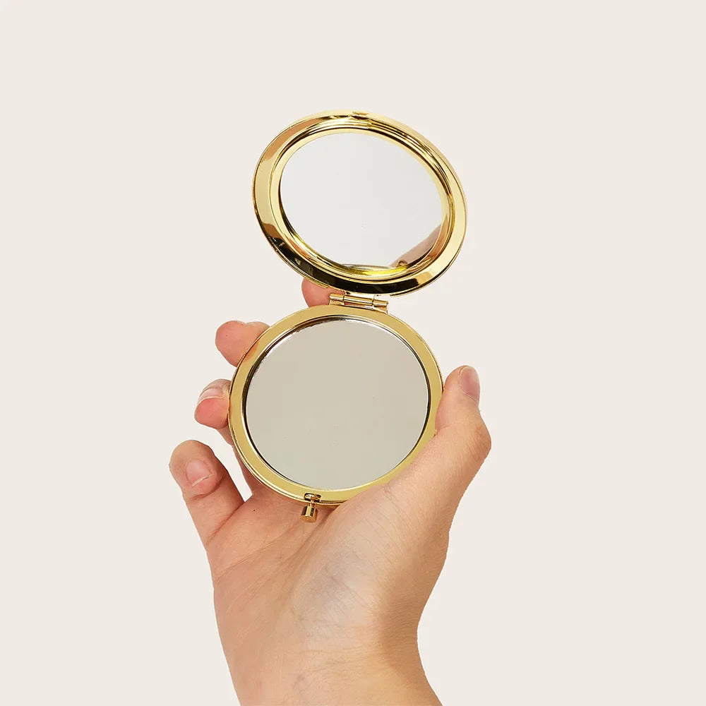 Double-Sided Folding Compact Makeup Mirror with Magnifier