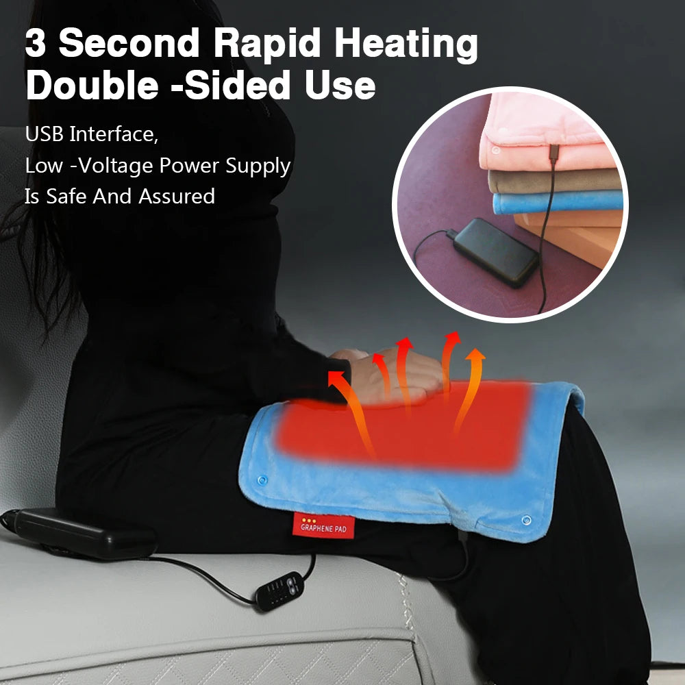 Graphene Electric Blanket Electric Heating Insulation Blanket Office Car Heated Chair Cushion 4-HotSpeed Timing USB Power Supply Peaceful Pleasures Health and Wellness