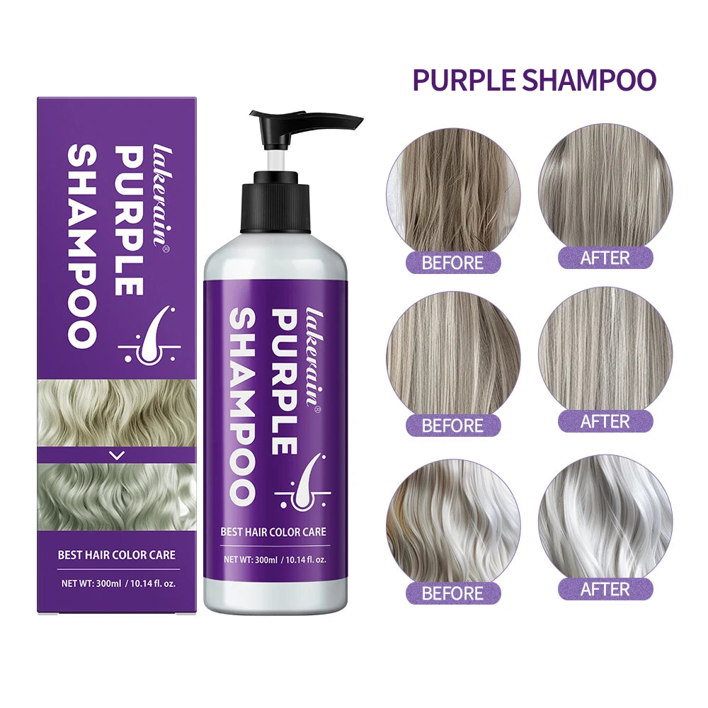 300ml Shampoo Lock Color Purple Shampoo Blonde Hair Bleaching Yellow Removing Linen Gray Silver Color Hair Dye шампунь для волос Peaceful Pleasures Health and Wellness