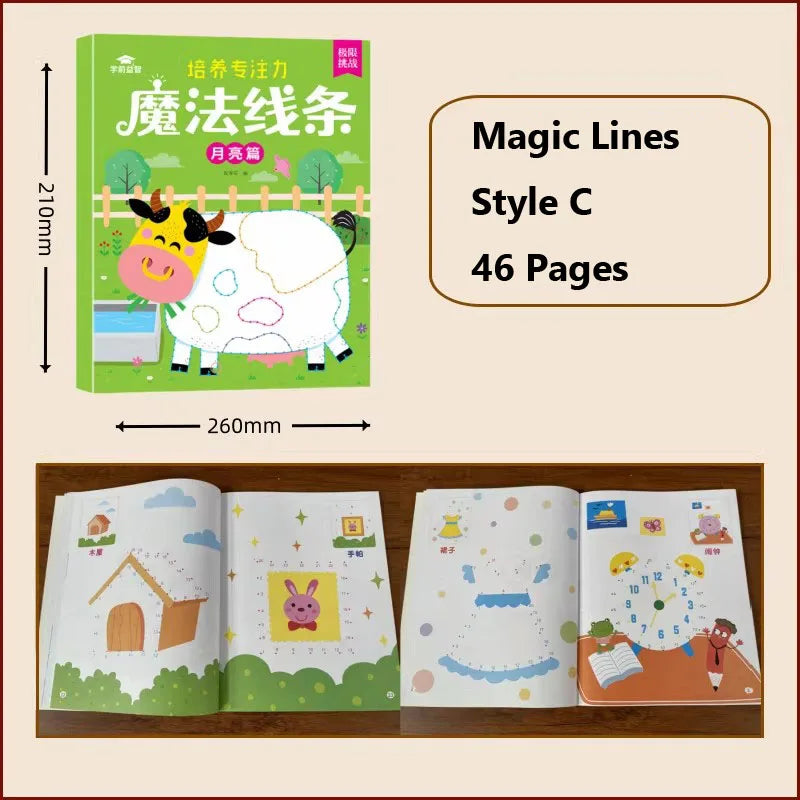 Kids Magic Line Drawing Book 46 Pages Connect Dots Activity Workbook