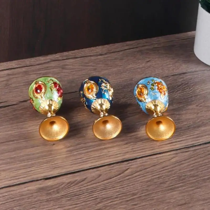 Vintage European Embossed Enamel Mini Goblet | Alloy Wine Cup