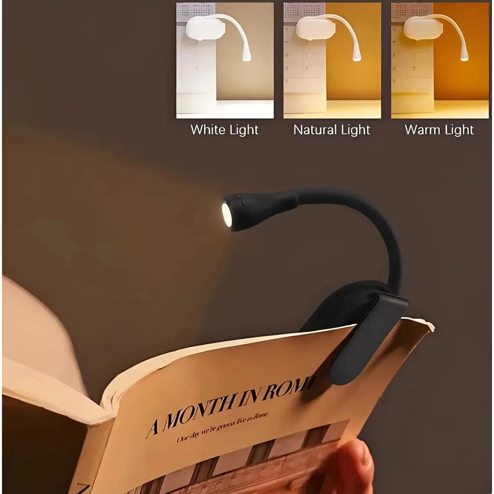 USB Rechargeable Clip-On Book Light | Dimmable 360° LED Lamp