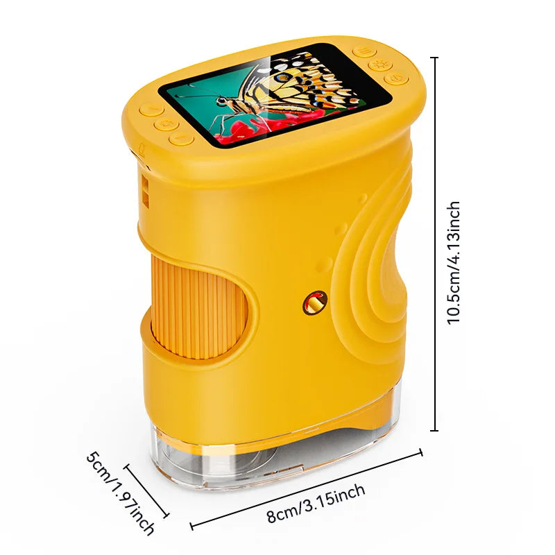 Handheld 2.0-Inch Children's Digital Microscope for Outdoor Exploration with 1000X High-Definition Magnification Peaceful Pleasures Health and Wellness YELLOW