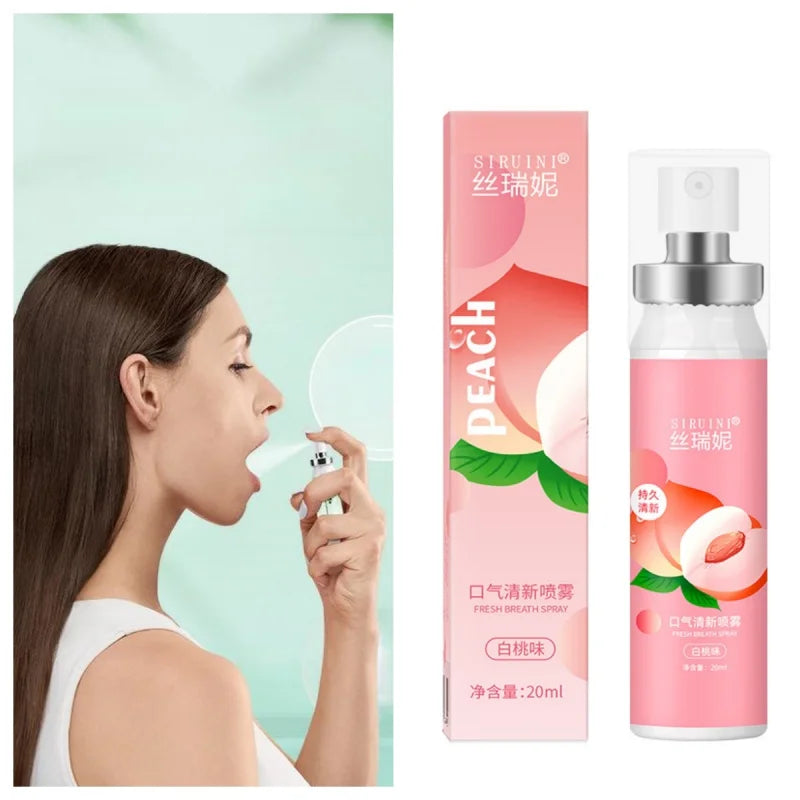 2pcs 20ml White Peach Flavor Oral Spray Breath Refreshing Leave Perfume Fruity Peaceful Pleasures Health and Wellness