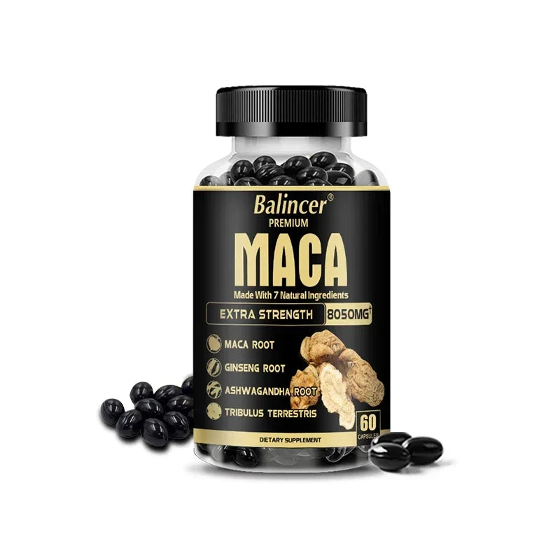 Organic Maca Root - with Panax Ginseng - Helps Provide Strength and Endurance During Workouts and Improves Mental Focus Peaceful Pleasures Health and Wellness 60 count-1 bottle