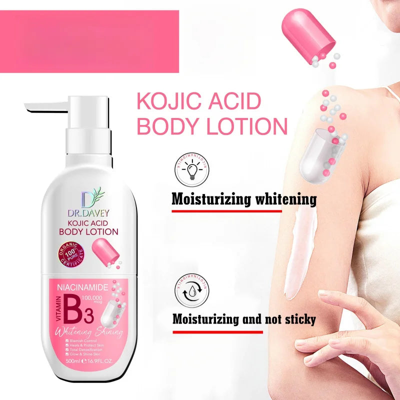 DR.DAVEY Kojic Acid Body Lotion 500ml Large-capacity with Lasting Fragrance, Refreshing and Moisturizing Without Being Greasy Peaceful Pleasures Health and Wellness