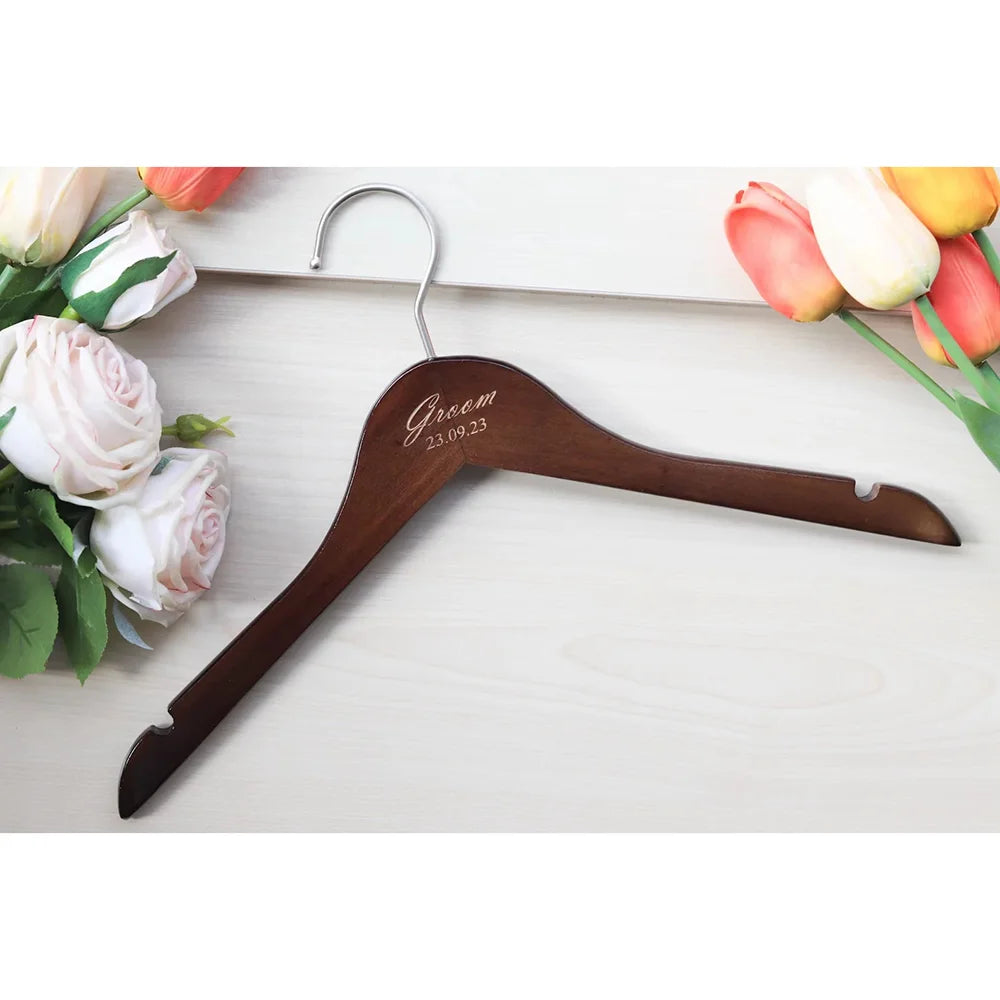 Personalized Groom Wedding Hanger – Engraved Brown Wood Bowtie Personalized Wedding Hanger Peaceful Pleasures Health and Wellness