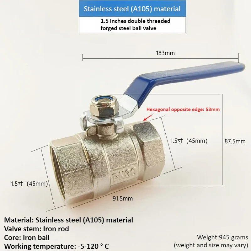 Stainless Steel BSPT Ball Valve 1/2" to 2" | Water Gas Oil