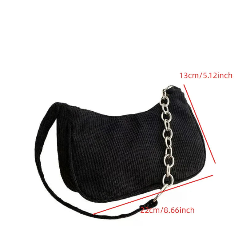 Women's Corduroy Underarm Bag | Small Square Shoulder Bag