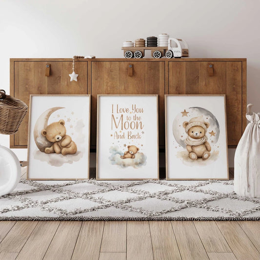 3-Piece "I Love You To The Moon & Back" Canvas Wall Art Canvas Wall Art Set Peaceful Pleasures Health and Wellness G4428-3pcs 30x40cm Metal Framed