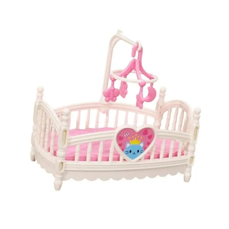 1:12 Miniature Dollhouse Crib | Realistic Nursery Furniture Pink