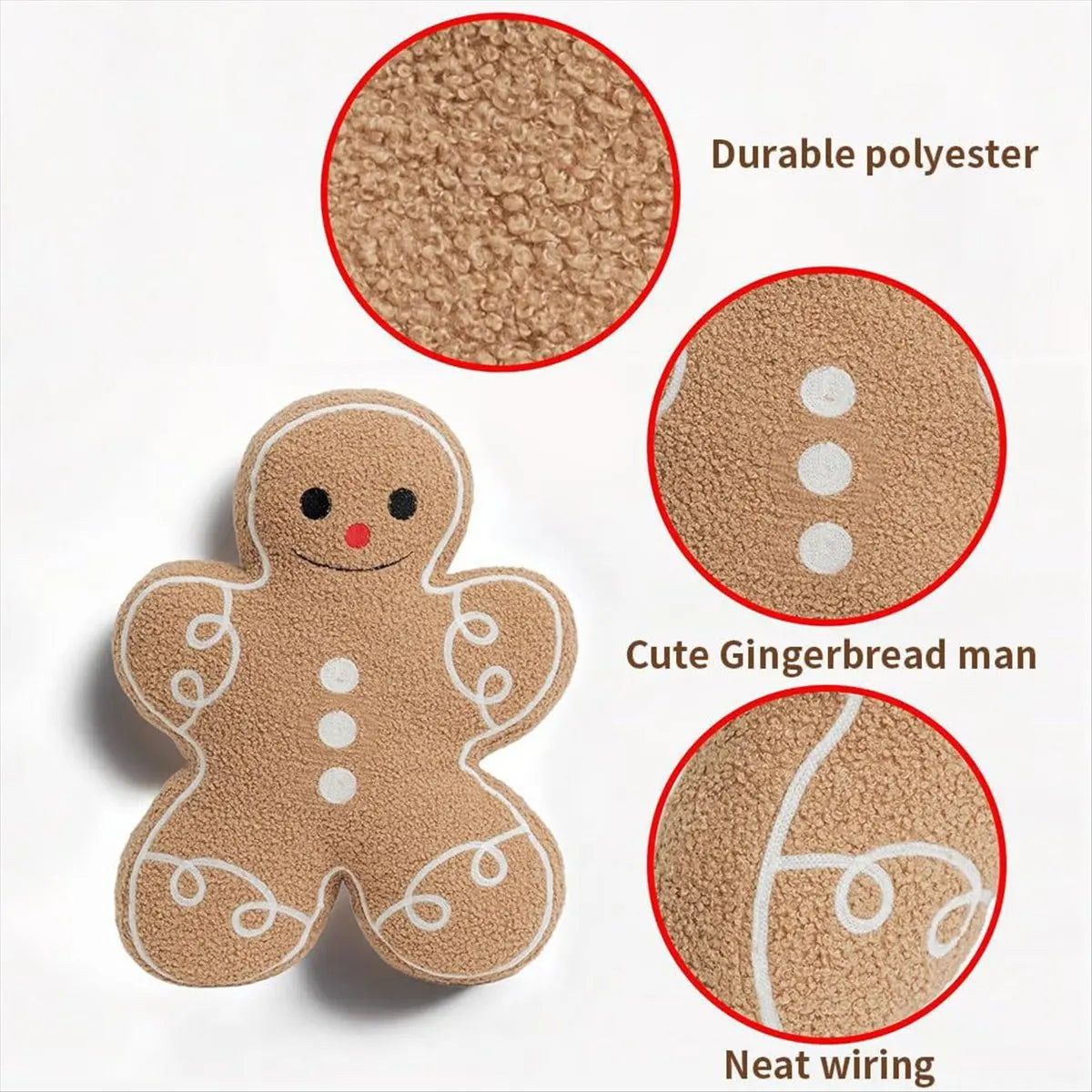 Gingerbread Man Christmas Throw Pillow – Festive Plush Cushion Peaceful Pleasures Health and Wellness
