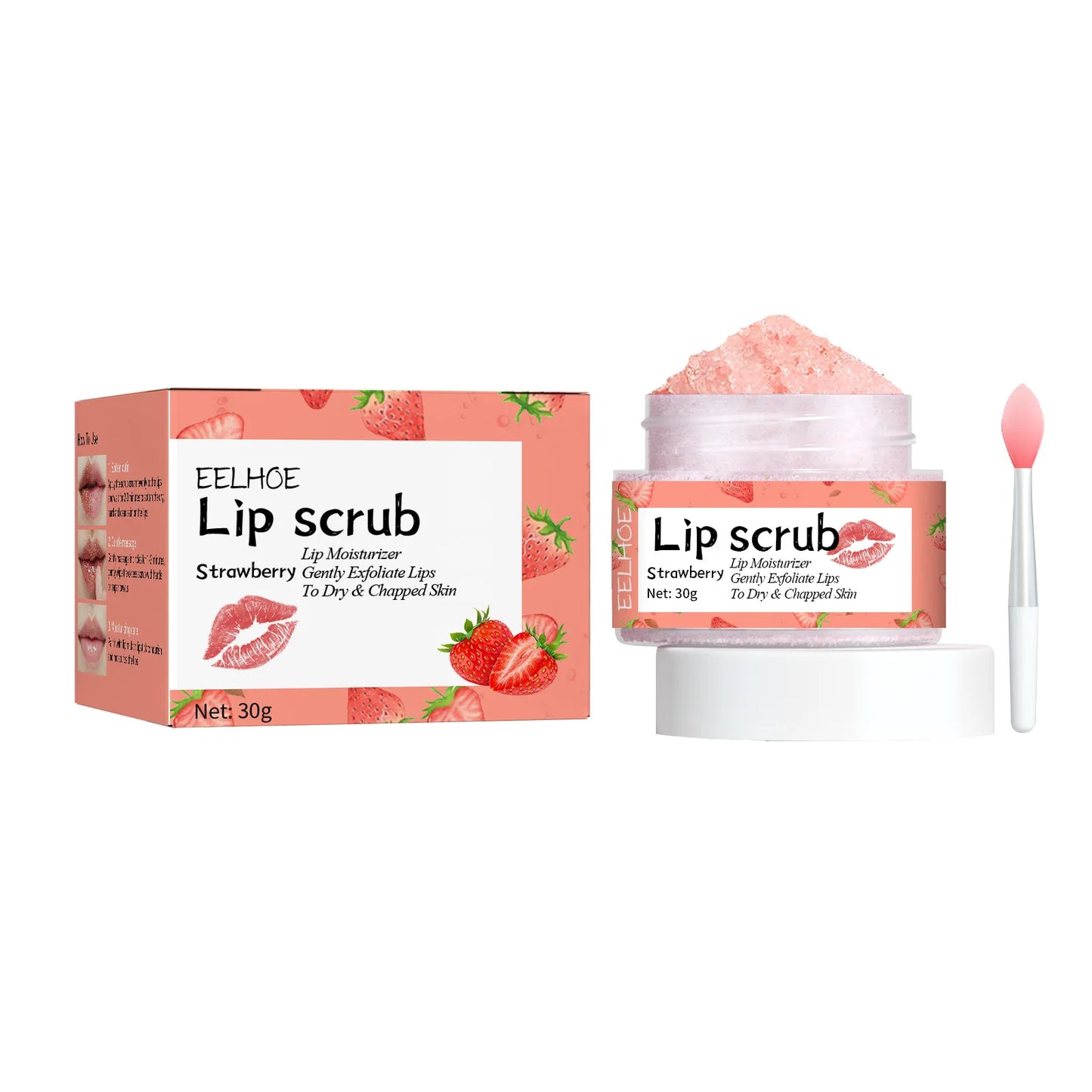 EELHOE Pink Lip Scrub Exfoliator – Brighten & Moisturize, 30g