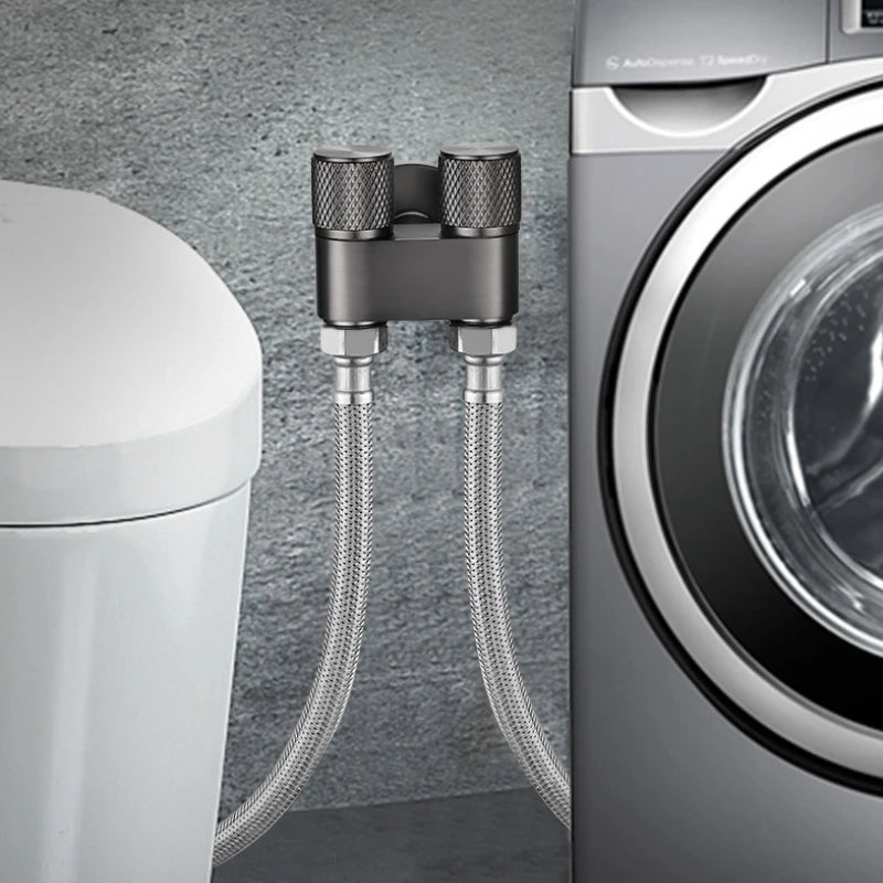 G1/2 1 In Two Out Double Control Washing Machine Faucet Toilet Triangle Valve Kitchen badSink Bathroom Basin Faucet Accessories Peaceful Pleasures Health and Wellness