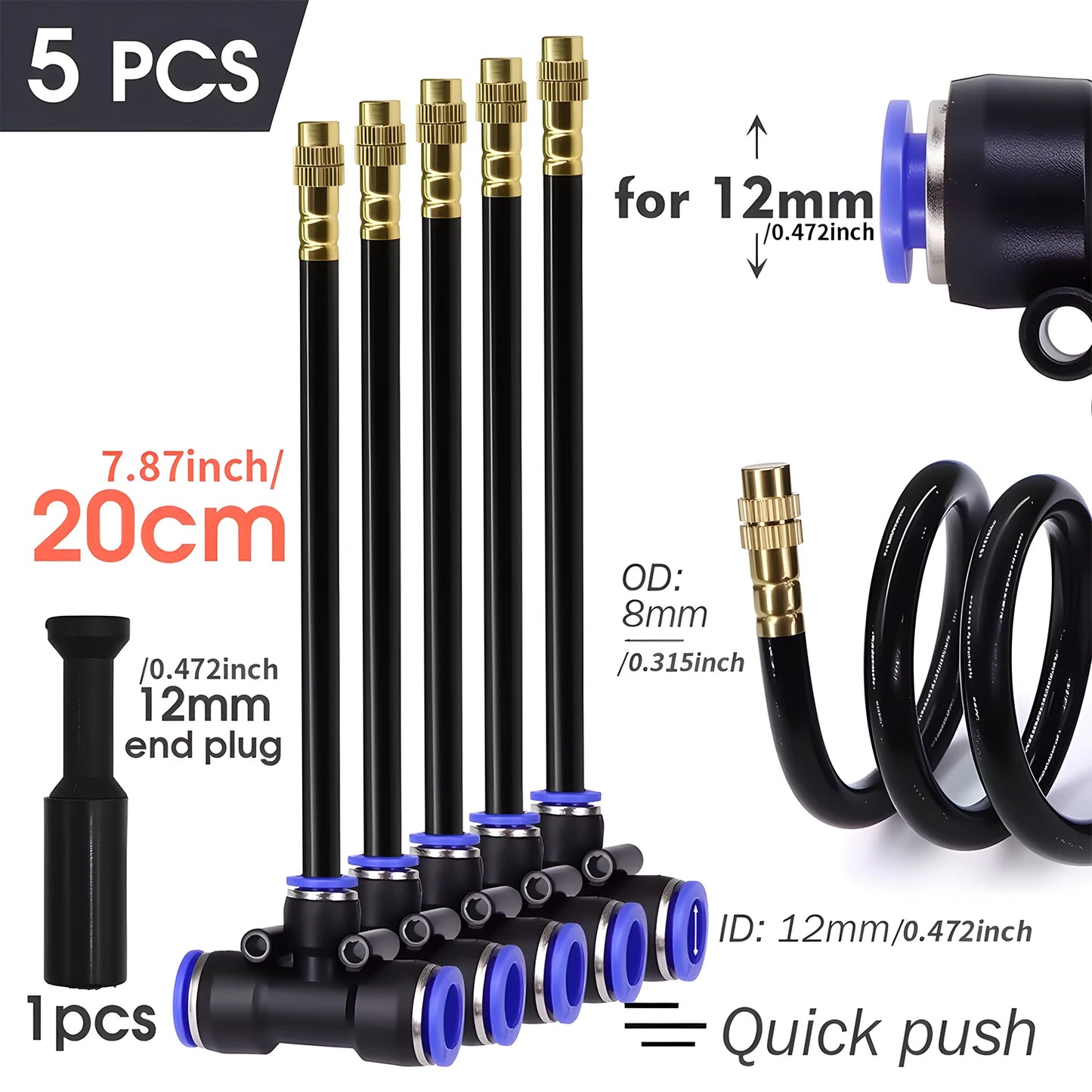 20/30/50cm 360° Free-bend Misting Nozzle Adjustable Brass Atomization Sprayer Garden Irrigation Watering for 6/8/10/12mm PE Hose Peaceful Pleasures Health and Wellness 20cm Nozzle for 12mm