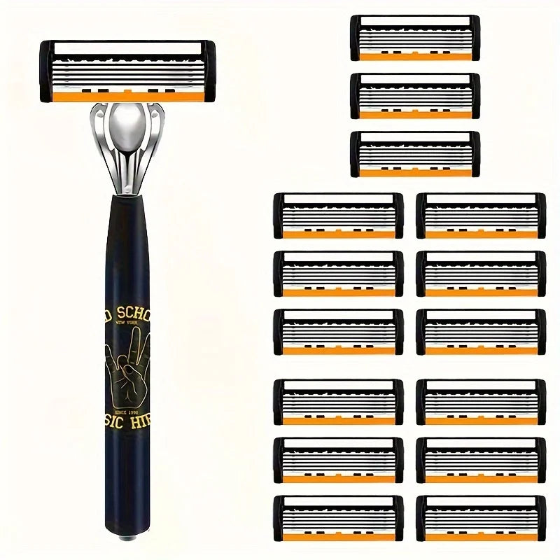 6-Layer Stainless Steel Manual Razor | Reusable Wet Shaver