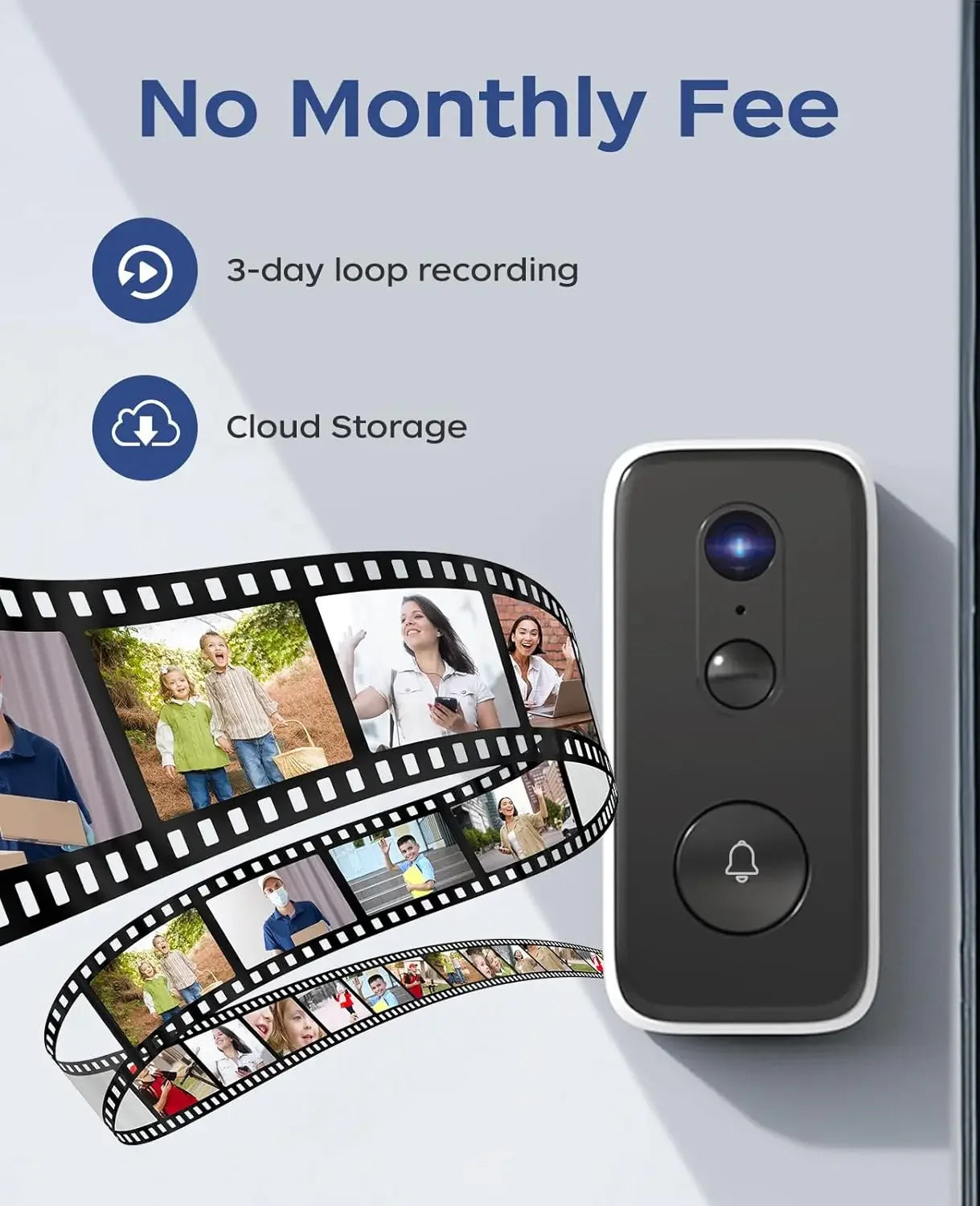 Wireless 2K Video Doorbell Camera with Free Cloud Storage, Rechargeable Battery, AI Detection & Night Vision Peaceful Pleasures Health and Wellness