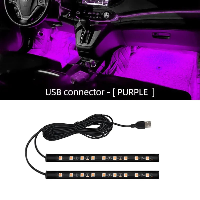 2-in-1 LED Car Neon Atmosphere Foot Light – USB & 12V