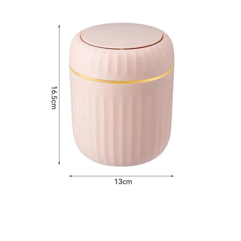 Mini Desktop Trash Can Press Covered Bedroom Office Desk Organizer