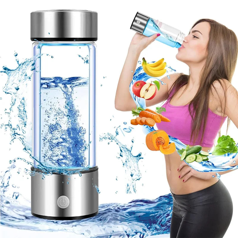 Portable household glass health-promoting electrolyzed water generator, USB charging hydrogen water bottle generator Peaceful Pleasures Health and Wellness