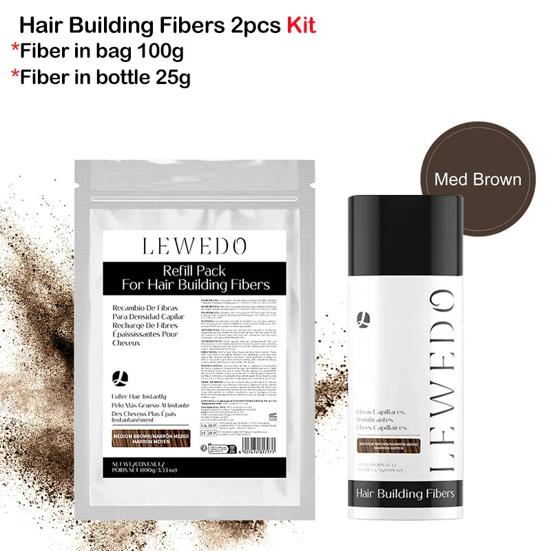 LEWEDO Keratin Hair Building Fiber Powder Kit & Refill Bag