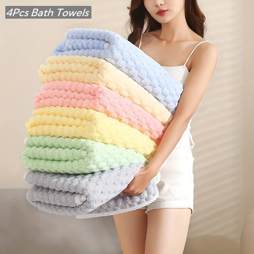 Bamboo Charcoal Coral Velvet Bath Towel – Thick & Absorbent
