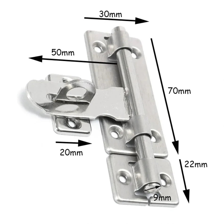 4-Inch Stainless Steel Barrel Bolt Latch & Padlock Clasp Set