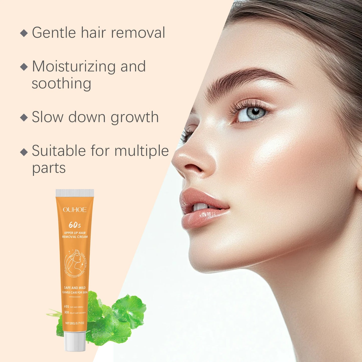 Ouhoe Hair Removal Cream – Fast Gentle Lip & Underarm Depilatory