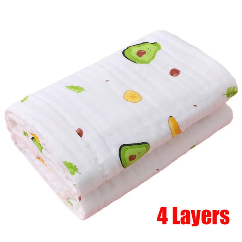 Baby Cotton Bath Towel 4-Layer Gauze Swaddle Blanket Newborn