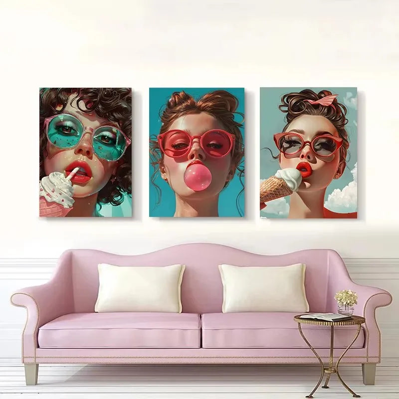 Girls Room Canvas Wall Art | Candy Lollipop Ice Cream Poster Canvas Wall Art Peaceful Pleasures Health and Wellness