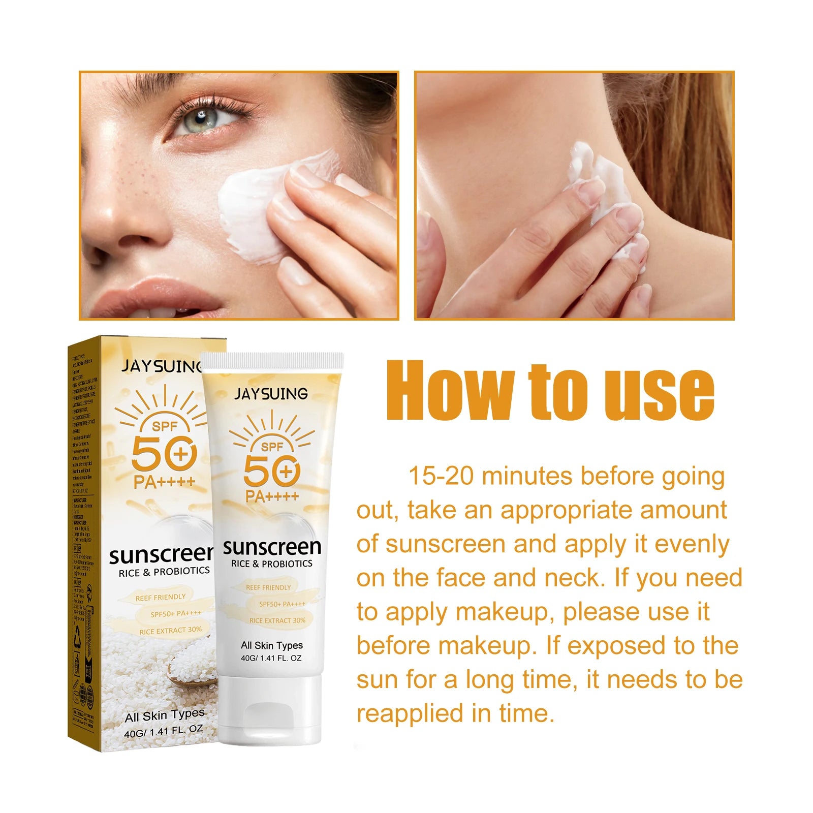 Probiotic Organic Rice Sunscreen Prevent Tanning Reduce Risk Sunburn Waterproof Broad Spectrum Protection UV Resistant Lotion Peaceful Pleasures Health and Wellness