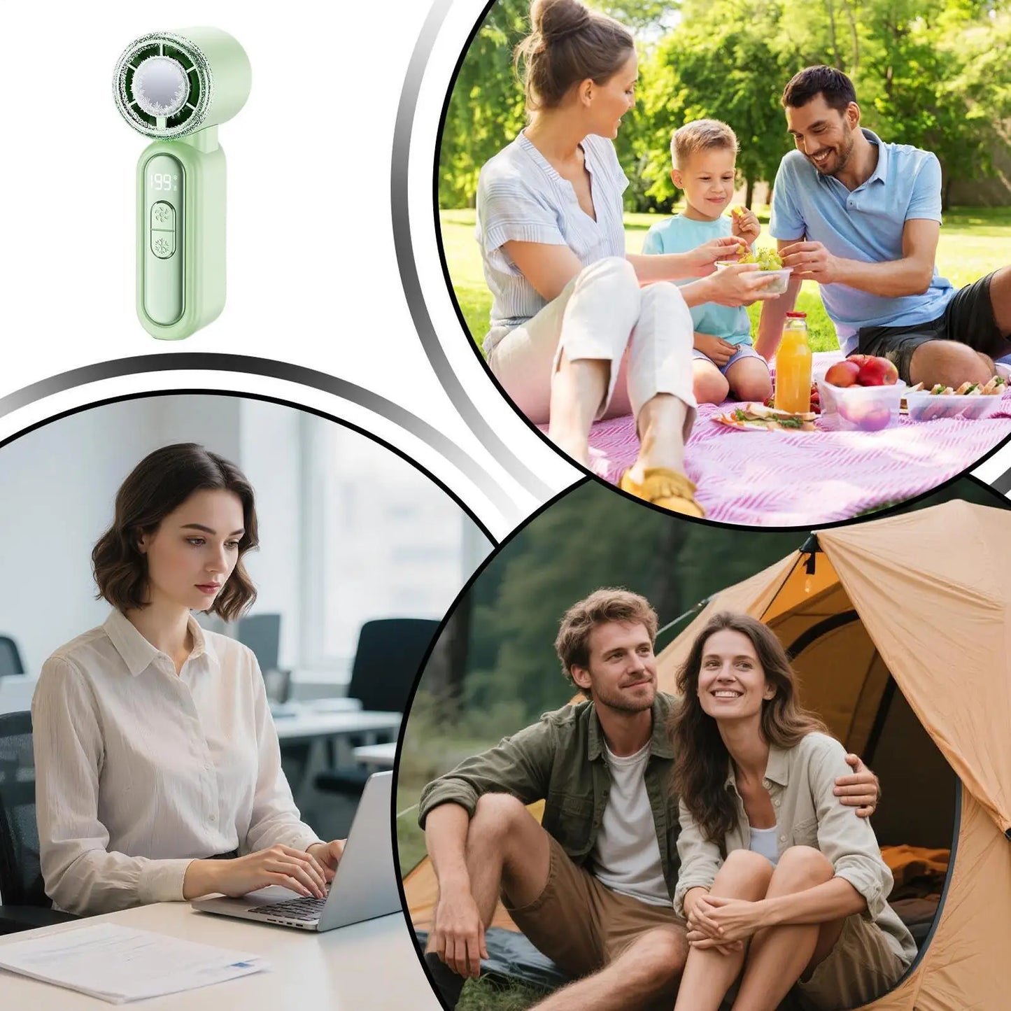 Portable Mini Handheld Fan USB Rechargeable 199-Speed LED