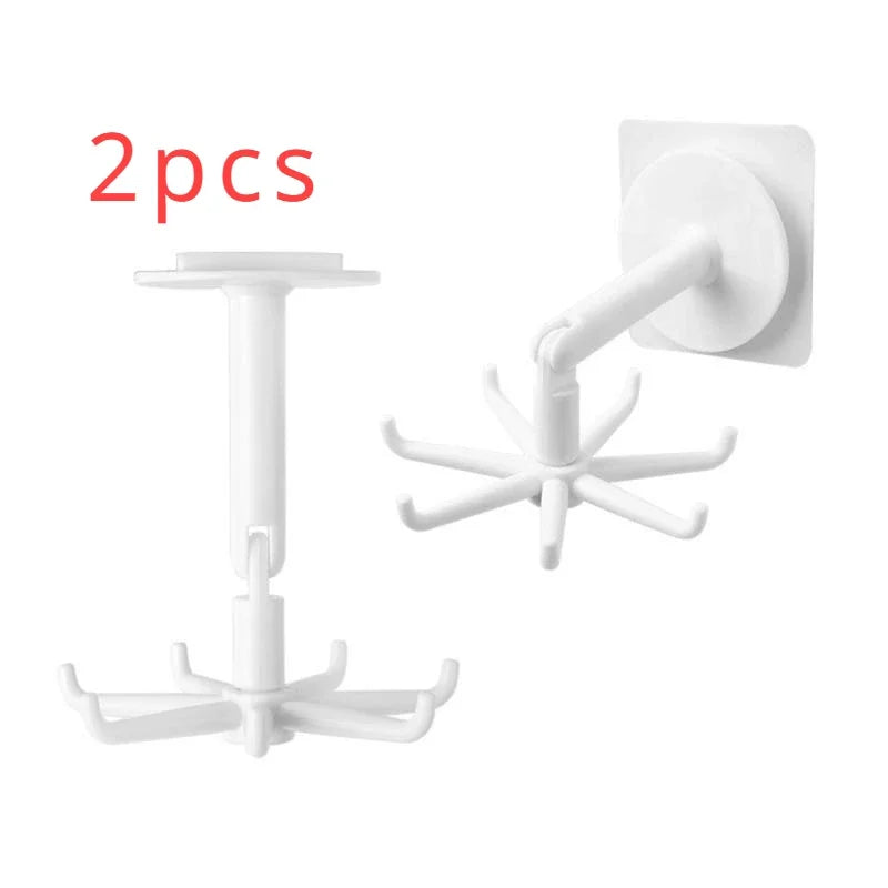 Folding Kitchen Rotating Home and Decoration Hexagonal Hook Bathroom Organizer Storage Self-adhesive Hooks Coat Racks Hanging Peaceful Pleasures Health and Wellness 2pc white XXL