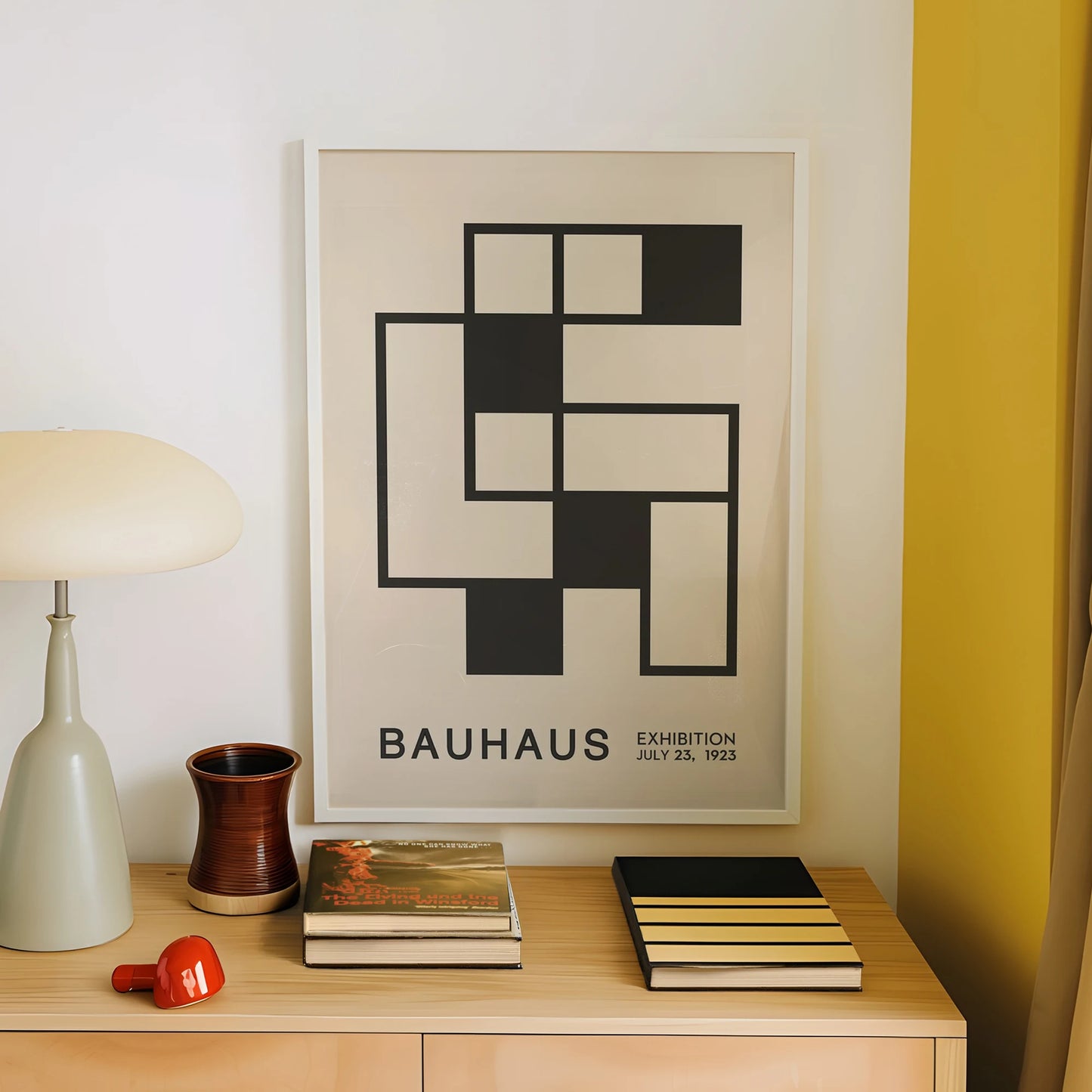 Minimalist Bauhaus Black & White Canvas Wall Art Print
