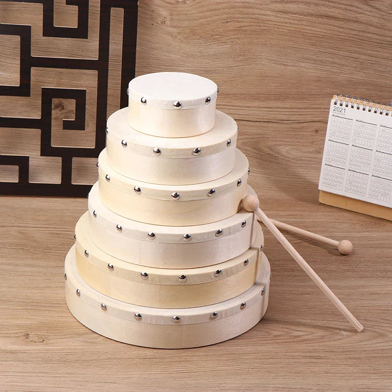 Wood Frame Hand Drum with Drumstick – Kids Percussion Toy