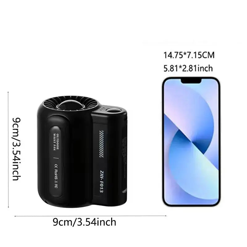 Portable waist-mounted electric bladeless fan, mini suspended five-speed fan with battery, for outdoor personal cooling Peaceful Pleasures Health and Wellness